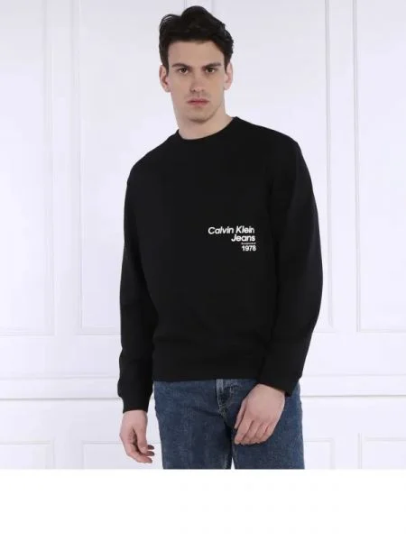 CALVIN KLEIN JEANS Hanorac DIFFUSED LOGO CREW NECK negru