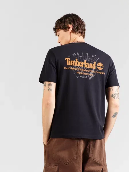 TIMBERLAND Tričko svetlosivá / oranžová čierna