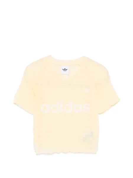 Majica Adidas s vezicama s printom s čipkom žuta