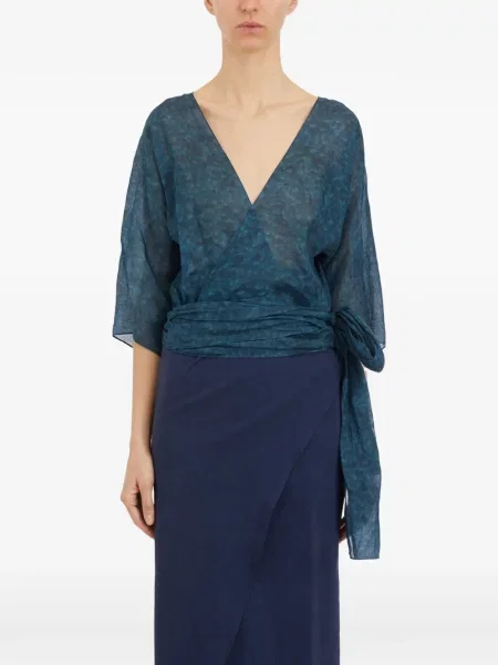 Bluzka kopertowa Cortana kopertowy niebieski