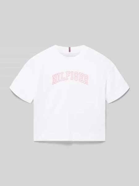 Męski t-shirt o kroju regular fit z czystej bawełny Tommy Hilfiger Teens biała