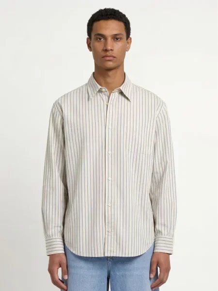 Allsaints Košile Roma Oversized Fit krémová modrá