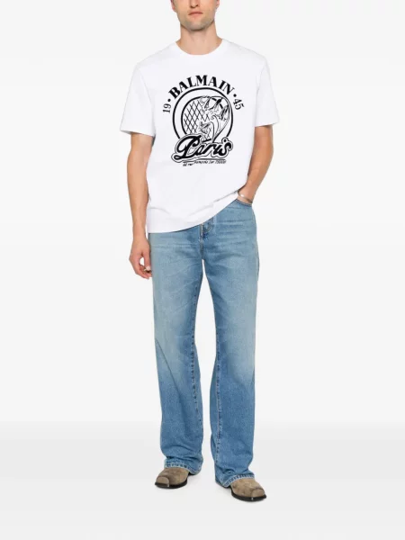 Tricou Balmain cu imagine alb