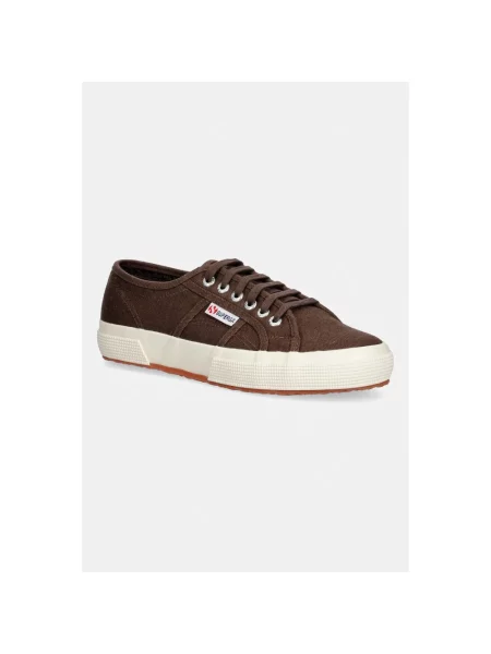 Lniane sneakersy Superga 2750 brązowe