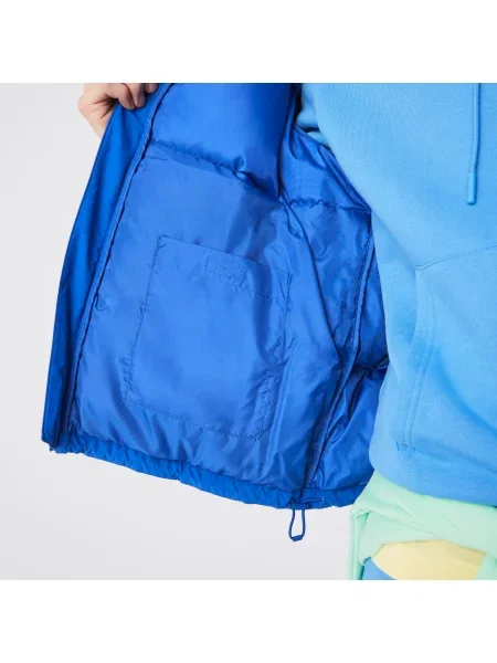 Lacoste Pikowana Wodoodporna Krótka Kurtka niebieska