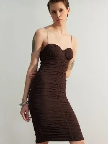 Rochie de seară Trendyol maro