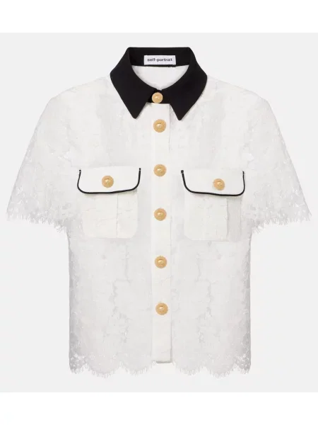 Cămașă Self-portrait din dantelă alb