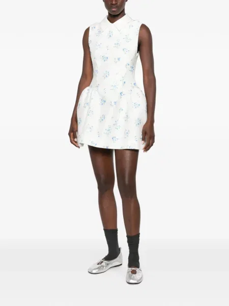 Rochie mini Shushu/tong cu model floral cu imagine alb