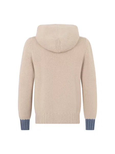 Bluza z kapturem Fedeli z kaszmiru z kapturem beżowa