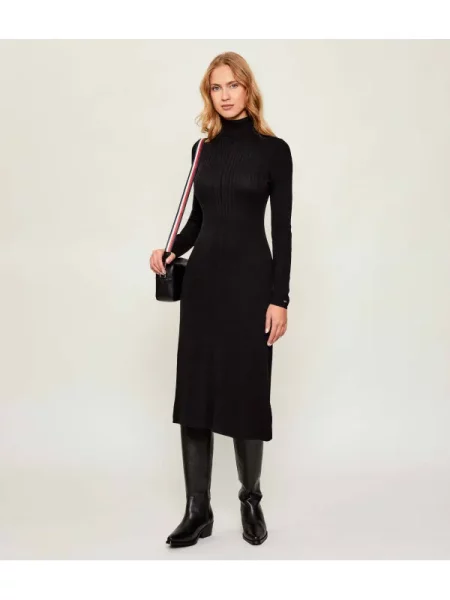 Tommy Hilfiger ruha rib roll-nk selyem hozzáadásával fekete