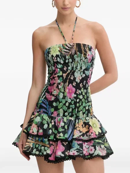 Květinové oblekové šaty Charo Ruiz Ibiza s potiskem černé