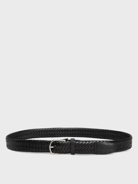Кожаный ремень Tommy Hilfiger в деловом стиле черный