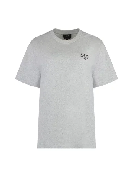 Koszulka A.p.c. z logo z dekoltem w kształcie litery U szara
