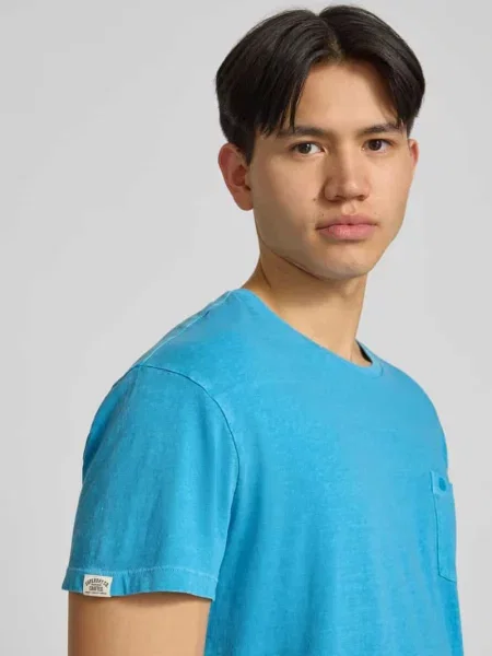 T-shirt z mieszanki bawełny i lnu z brustaszą Superdry