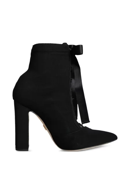 Cizme scurte Dolce & Gabbana cu șireturi din dantelă negru