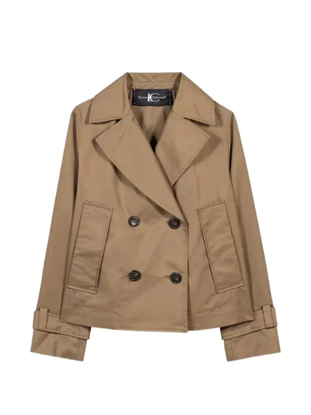 Palton Luisa Cerano cu două rânduri de nasturi maro