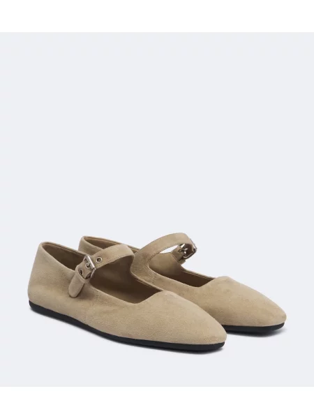 Pantofi cu toc Miu Miu din piele de căprioară bej