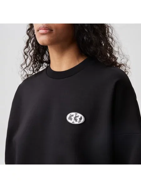 Lacoste Bluza Z Okrągłym Dekoltem Z Nadrukiem Regular Fit czarna