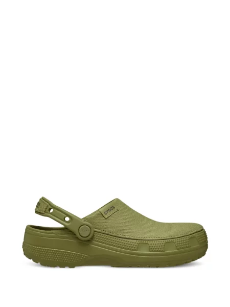 Καμβάς πεδιλα clogs Crocs με ανοιχτό τακούνι πράσινο