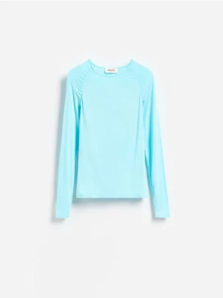 Reserved Tricou cu mânecă lungă cu conținut ridicat de turcoaz-pal