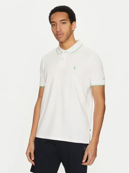 U.S. Polo Assn. Тениска с яка и бял