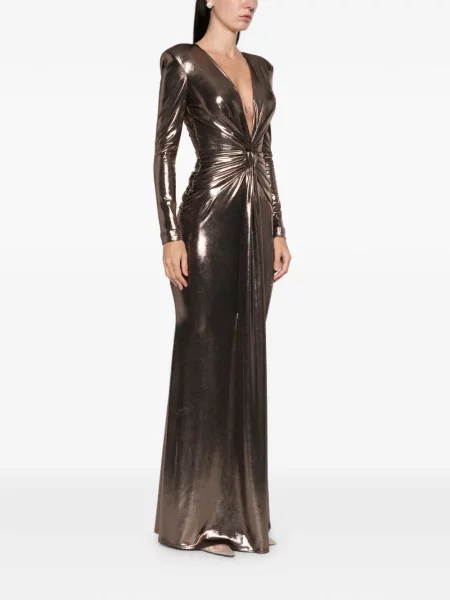 Rochie maxi Cristallini lungă de costum maro