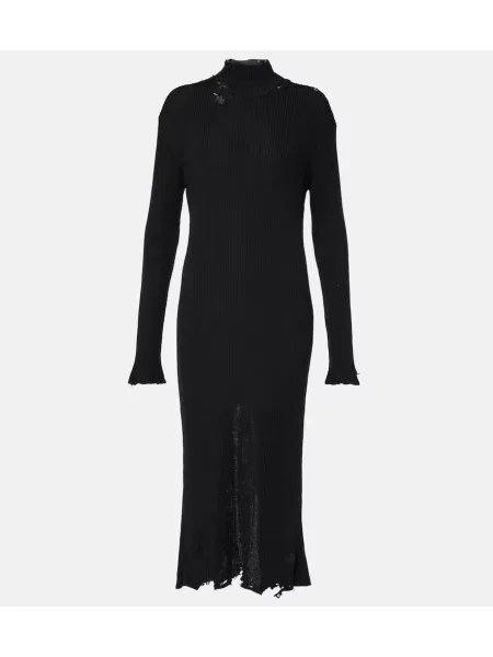 Sukienka midi Balenciaga wełniana do kolan garniturowa czarna