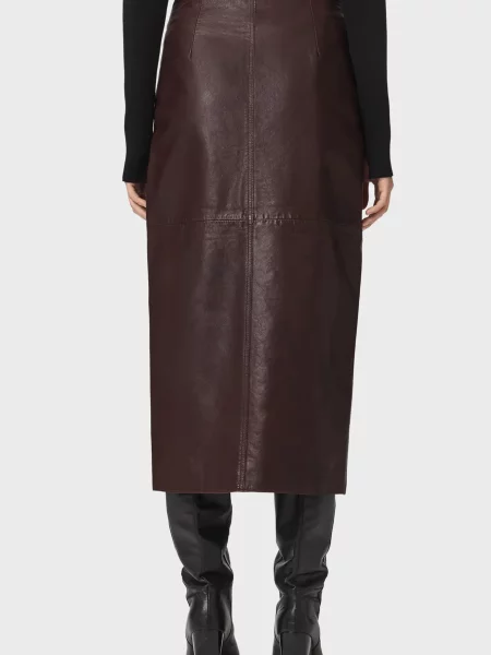 Шкіряна спідниця Allsaints коричнева