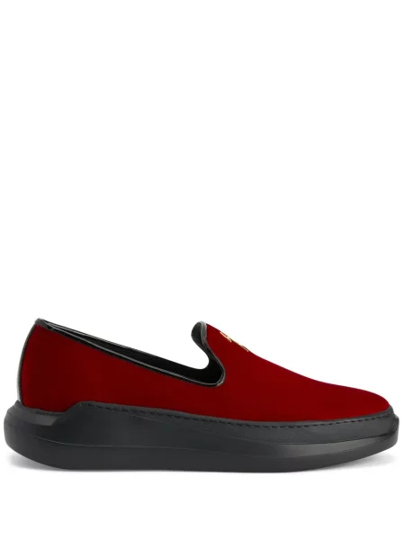 Pantofi loafer Giuseppe Zanotti de catifea roșu