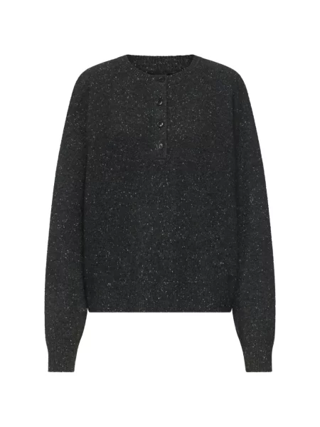 Pulover Loulou De Saison din cașmir cu guler henley gri
