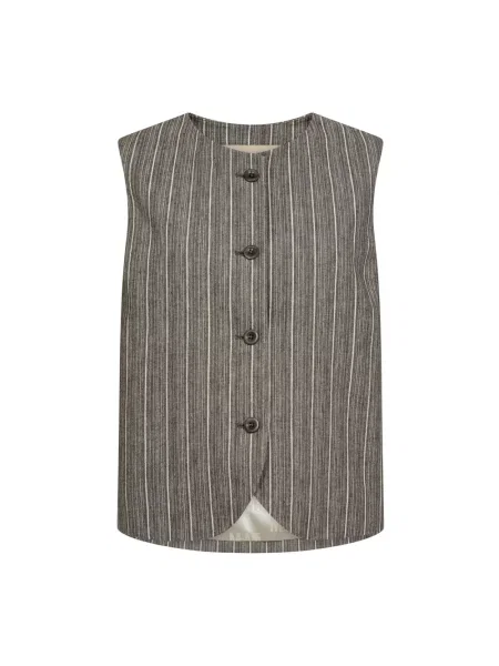 Kamizelka z listwą guzikową na całej długości model ‘Eriin Thelma’ Mos Mosh biała