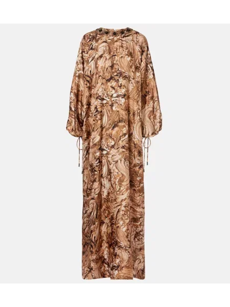 Rochie maxi Max Mara de mătase de costum auriu