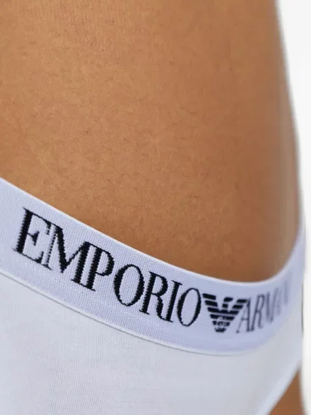 Chiloți briefs Emporio Armani stretch cu autograf alb