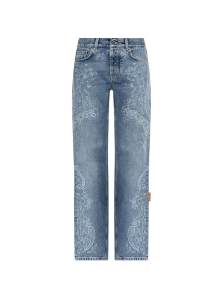 Blugi Off-white cu imagine cu model paisley alb