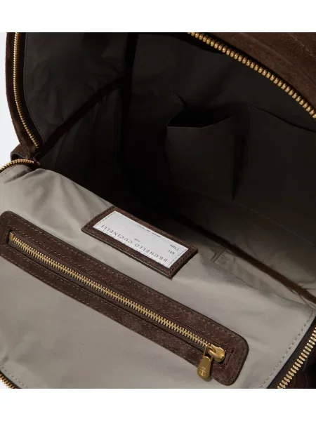 Rucsac Brunello Cucinelli din piele de căprioară maro