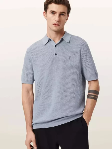 AllSaints polo tričko AUBREY SS modré