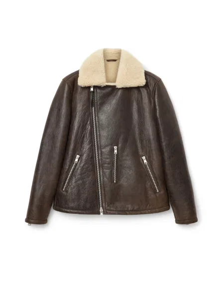 AllSaints Χειμερινό μπουφάν σκούρο / offwhite καφέ