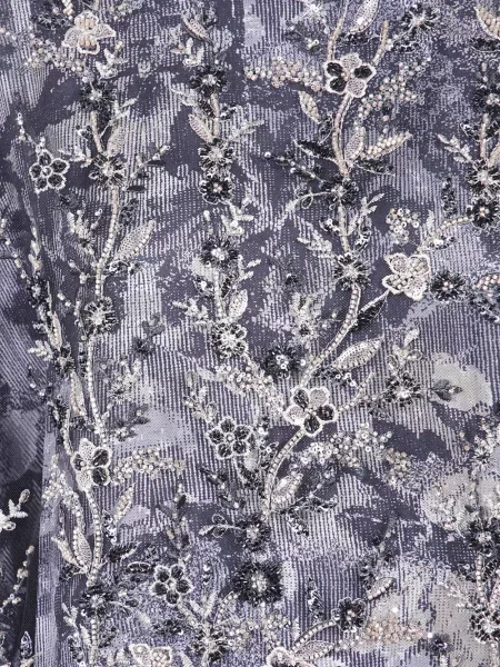 Gėlėta nėriniuota midi suknelė Antonio Marras pilka