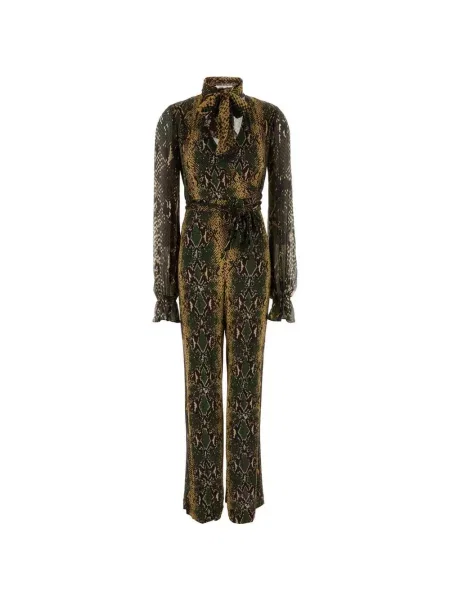 Salopetă Dvf Diane Von Furstenberg cu imagine cu model piele de șarpe verde
