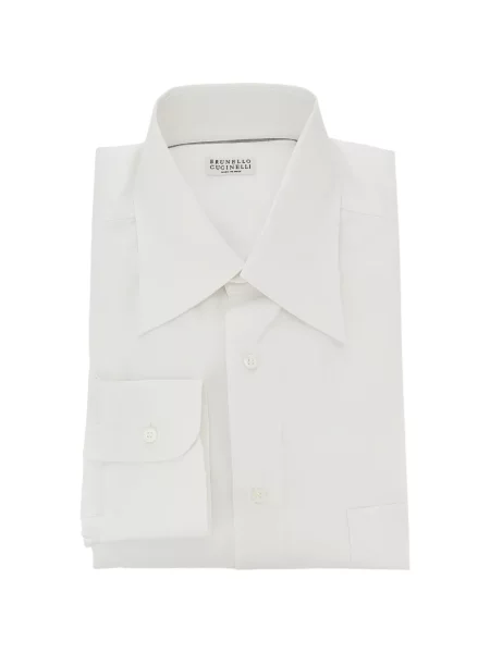 Gulerat cămașă Brunello Cucinelli alb