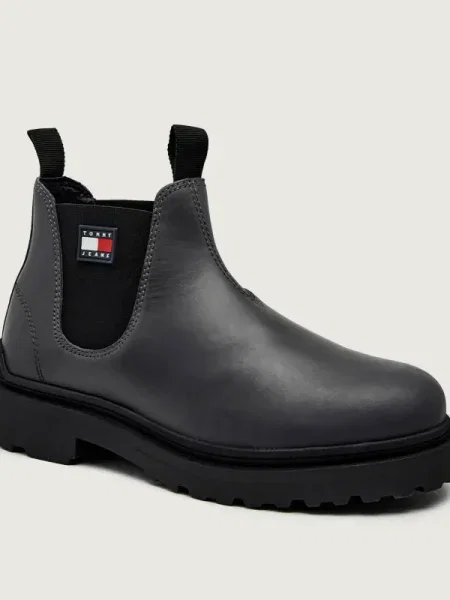 Tommy Jeans De piele ghete chelsea CHELSEA gri