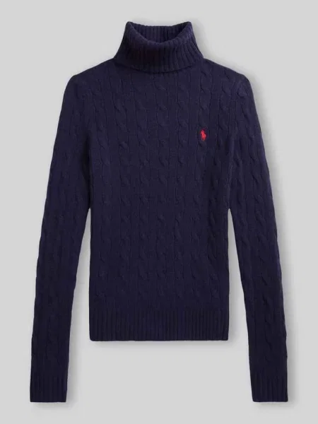 Sweter Polo Ralph Lauren wełniany z długim rękawem granatowy