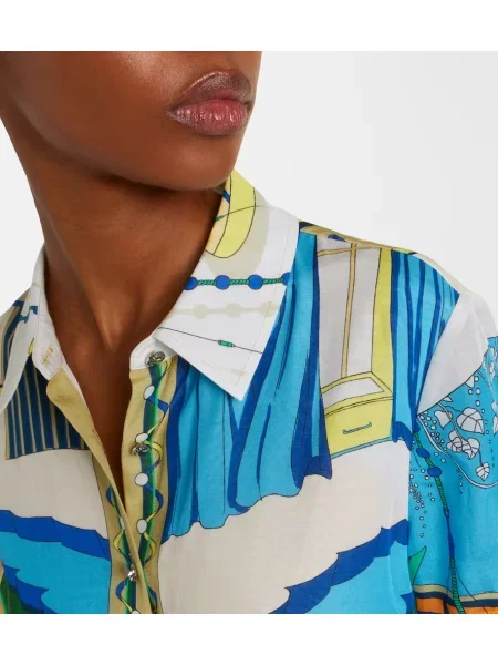 Rochie tip cămașă Tory Burch de mătase cu imagine