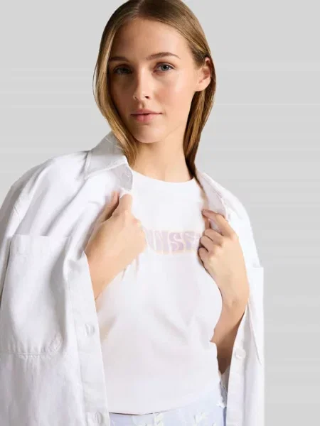 Męski t-shirt o kroju regular fit z czystej bawełny Tom Tailor Denim biała