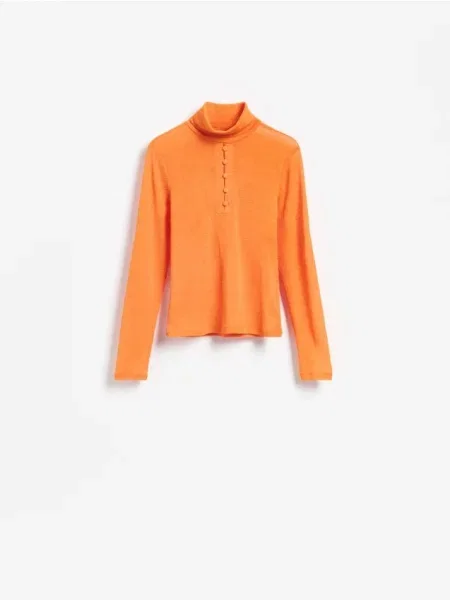 Reserved Top cu guler rulat oranj-deschis