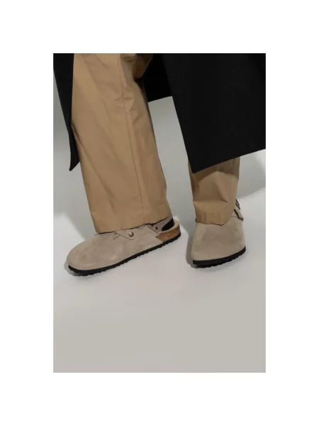 Lniane klapki Birkenstock beżowe