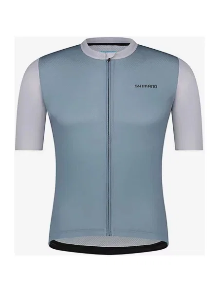 Koszulka rowerowa Shimano Aria krótki rękaw jasnoniebieska XXL niebieska