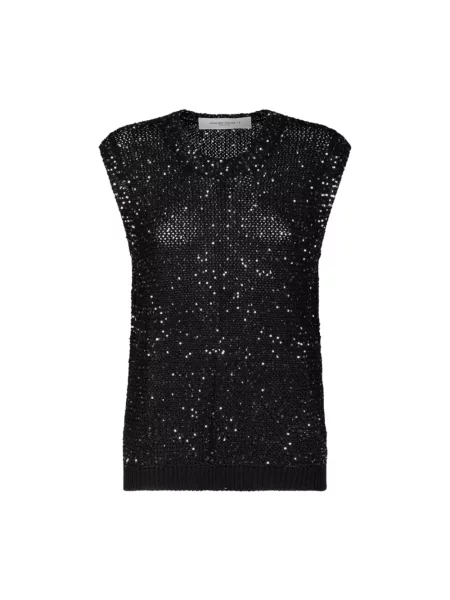 Dzianinowy top Golden Goose z siateczki czarny