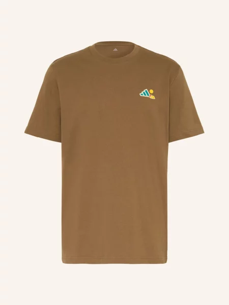 Adidas Terrex Tričko Terrex Camper Graphic hnědá / petrolejová černá