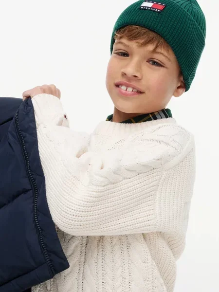 Tommy Hilfiger шапка beanie за деца от зелено